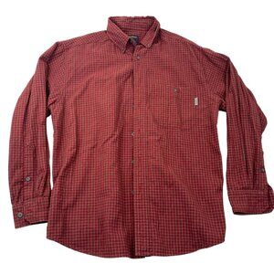 Woolrich Mens Shirt Large Red Rock Plaid Button-Up Long Sleeve 100% Cotton